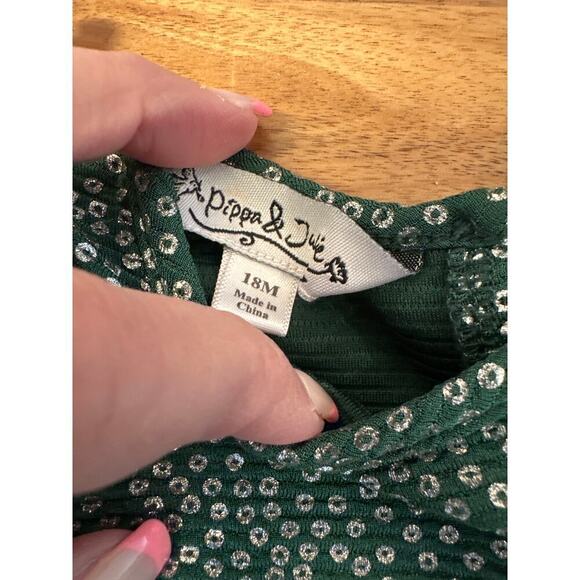Pippa and Julie Girls Dress SIze 18 months Green with Silver - Picture 4 of 5